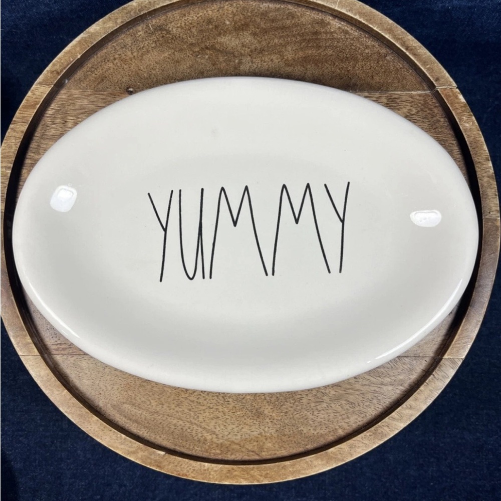 Rae Dunn Artisan Collection YUMMY and LET’S EAT Side Dish Set - Picture 2 of 5